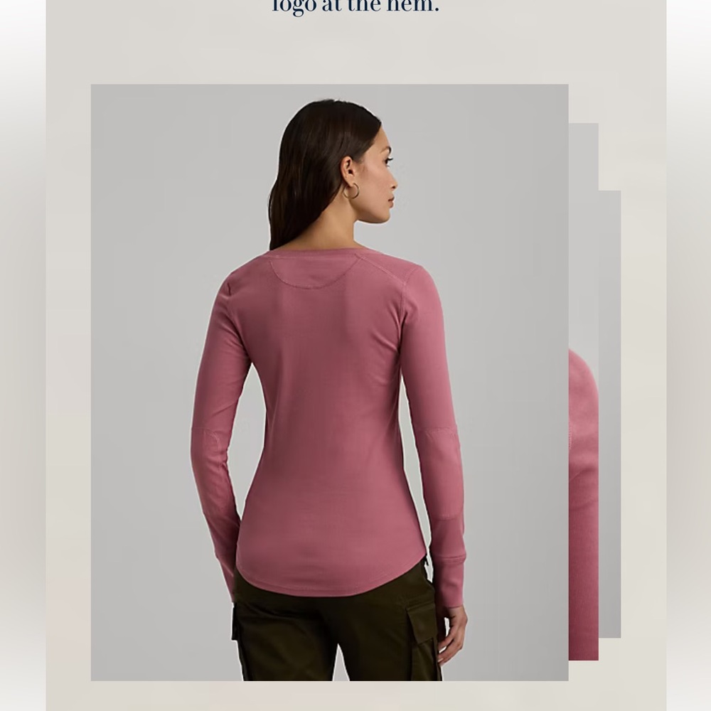 Lauren Ralph Lauren Henley Cotton Long Sleeve Size Medium - Picture 5 of 12